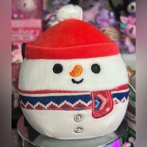 Manny the Snowman Red Gat 4" Holiday Squishmallow Ornament